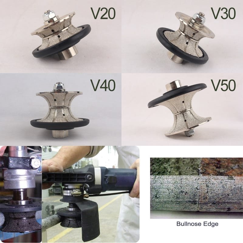 Vacuum Brazed Diamond Hand Profile Full Bullnose Wheel | V 20-50mm | Profiling Router Bits | Granite Marble Profiler Tool Vacuum Brazed Diamond Hand Profile Full Bullnose Wheel | V 20-50mm | Profiling Router Bits | Granite Marble Profiler Tool