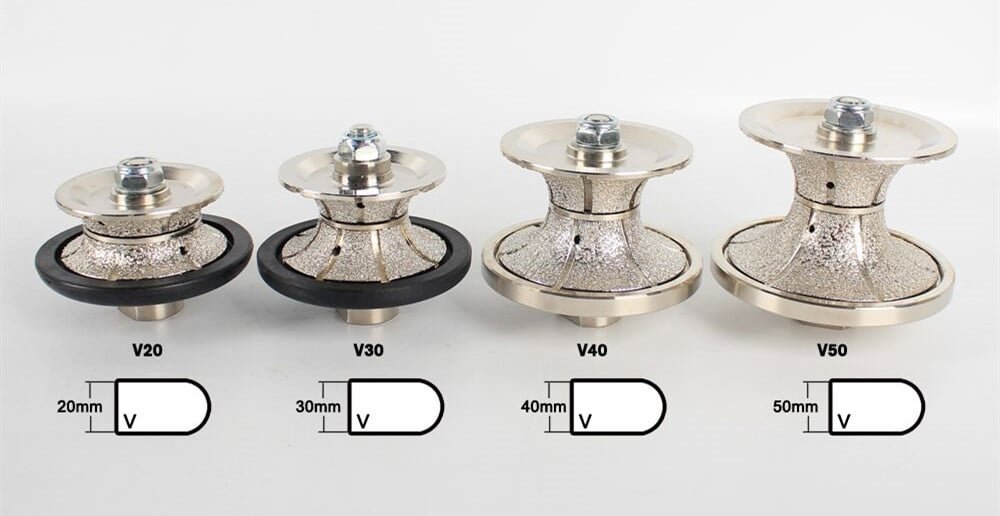 Vacuum Brazed Diamond Hand Profile Full Bullnose Wheel | V 20-50mm | Profiling Router Bits | Granite Marble Profiler Tool Vacuum Brazed Diamond Hand Profile Full Bullnose Wheel | V 20-50mm | Profiling Router Bits | Granite Marble Profiler Tool