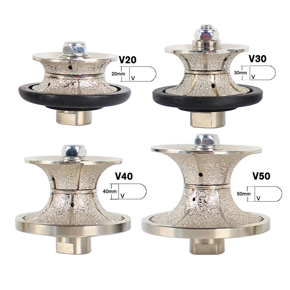Vacuum Brazed Diamond Hand Profile Full Bullnose Wheel | V 20-50mm | Profiling Router Bits | Granite Marble Profiler Tool Vacuum Brazed Diamond Hand Profile Full Bullnose Wheel | V 20-50mm | Profiling Router Bits | Granite Marble Profiler Tool