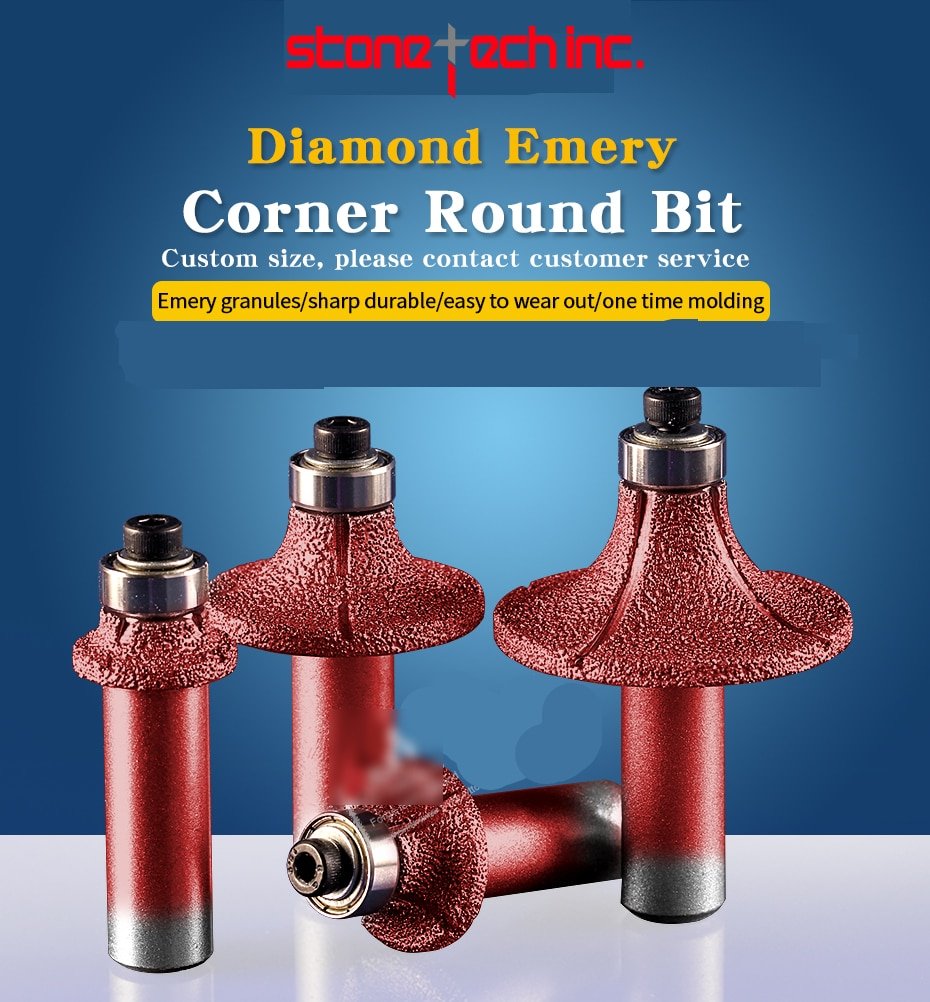 Corn round router bits diamond emery stone cutter bits cnc machine tools milling cutter for marble-1pc