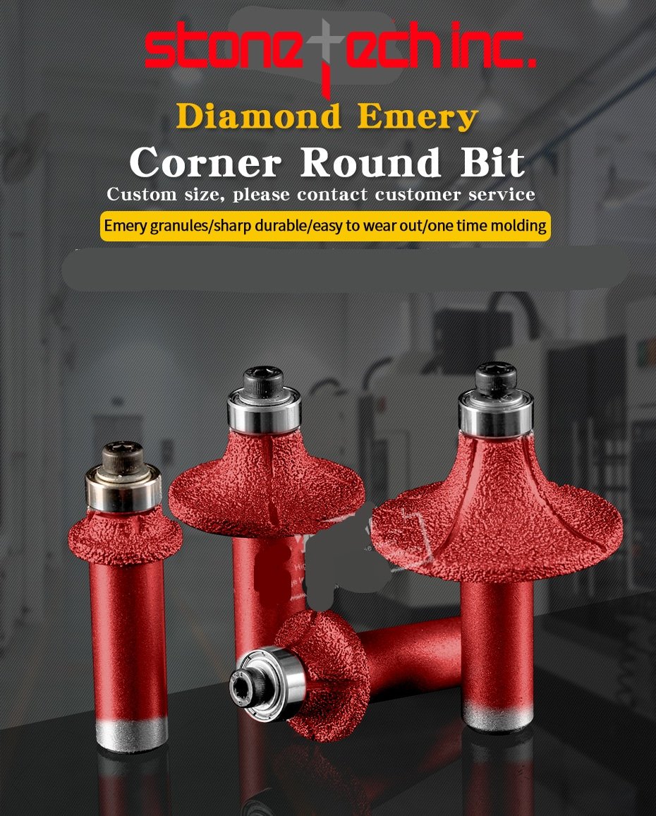 1/2 inch shank Corner round router bit diamond vacuum brazed stone cutter bits CNC machine grinding wheel