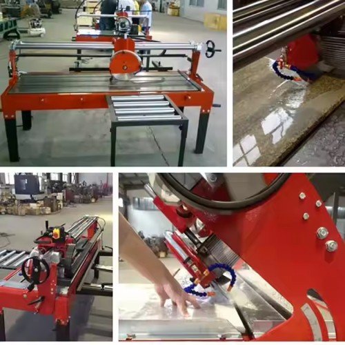 Stone Table Saw Machine for cutting granite, marble, and ceramic tiles with water cooling system.