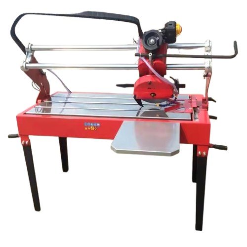 Stone Table Saw Machine for cutting granite, marble, and ceramic tiles with water cooling system.