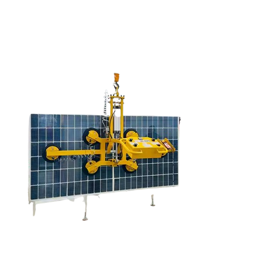 Yellow vacuum suction cup slab lifter with 90° auto-rotate and flip features