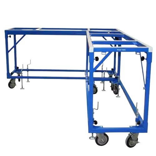 Durable steel workbench for stone processing with adjustable size